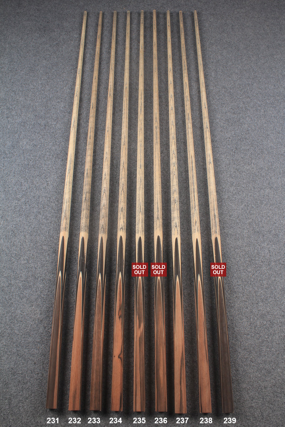 custom-made:  woods 1 piece handmade ASH snooker / pool cue #231-#239 - made to order