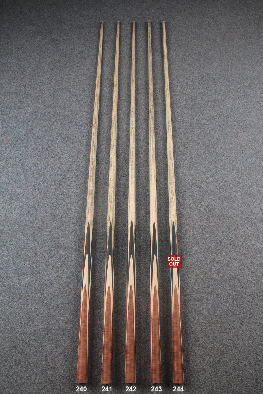 custom-made:  woods 1 piece handmade ASH snooker / pool cue #240-#244 - made to order WOODS CUES
