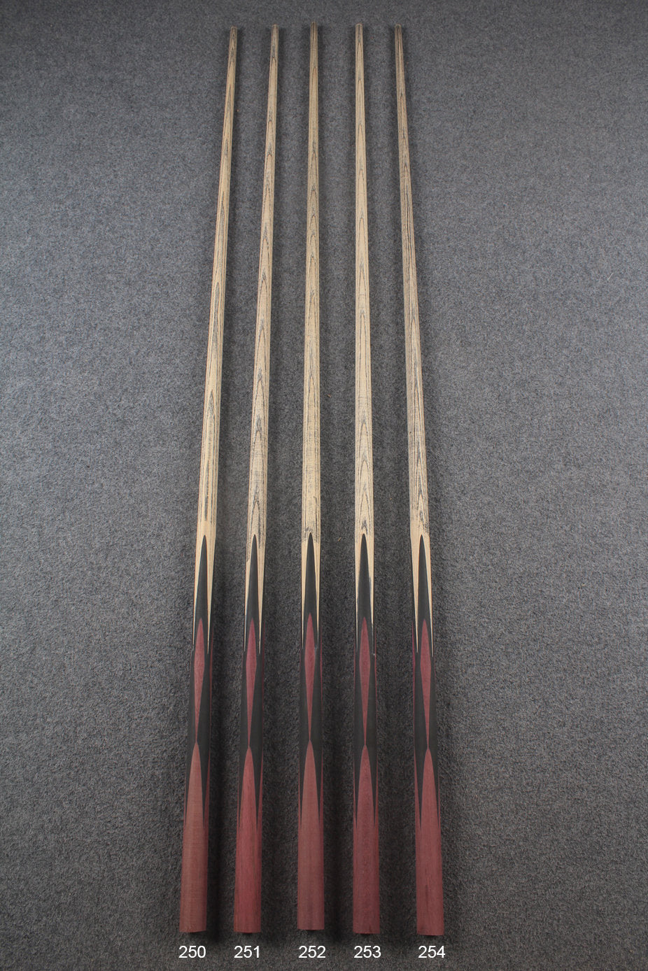 custom-made:  woods 1 piece handmade ASH snooker / pool cue #250-#254 - made to order WOODS CUES