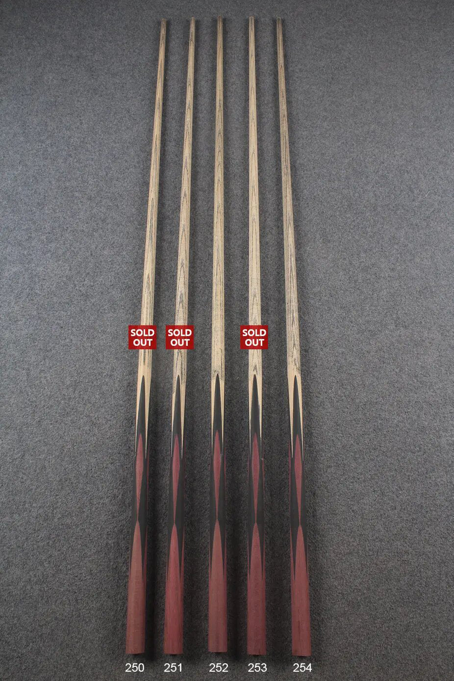 custom-made:  woods 1 piece handmade ASH snooker / pool cue #250-#254 - made to order