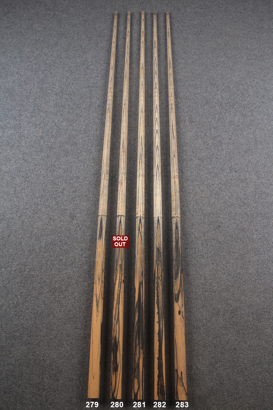 custom-made:  woods 1 piece handmade ASH snooker / pool cue #279-#283 - made to order WOODS CUES