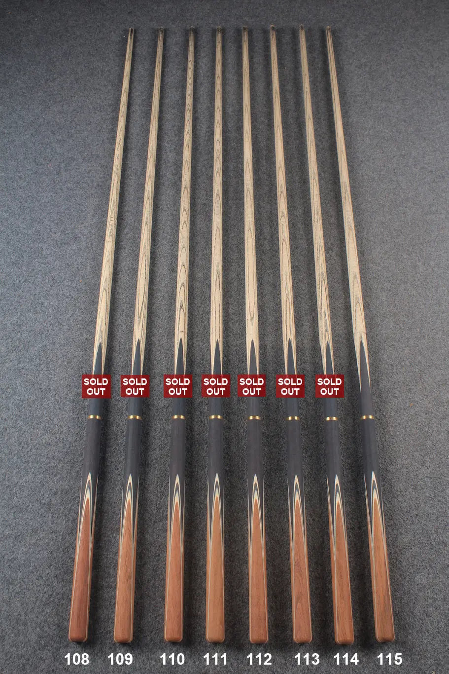 custom-made:  woods 3/4 handmade ASH snooker / pool cue #108-#115 - made to order