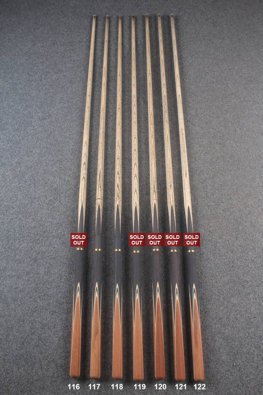 custom-made:  woods 3/4 handmade ASH snooker / pool cue #116-#122 - made to order