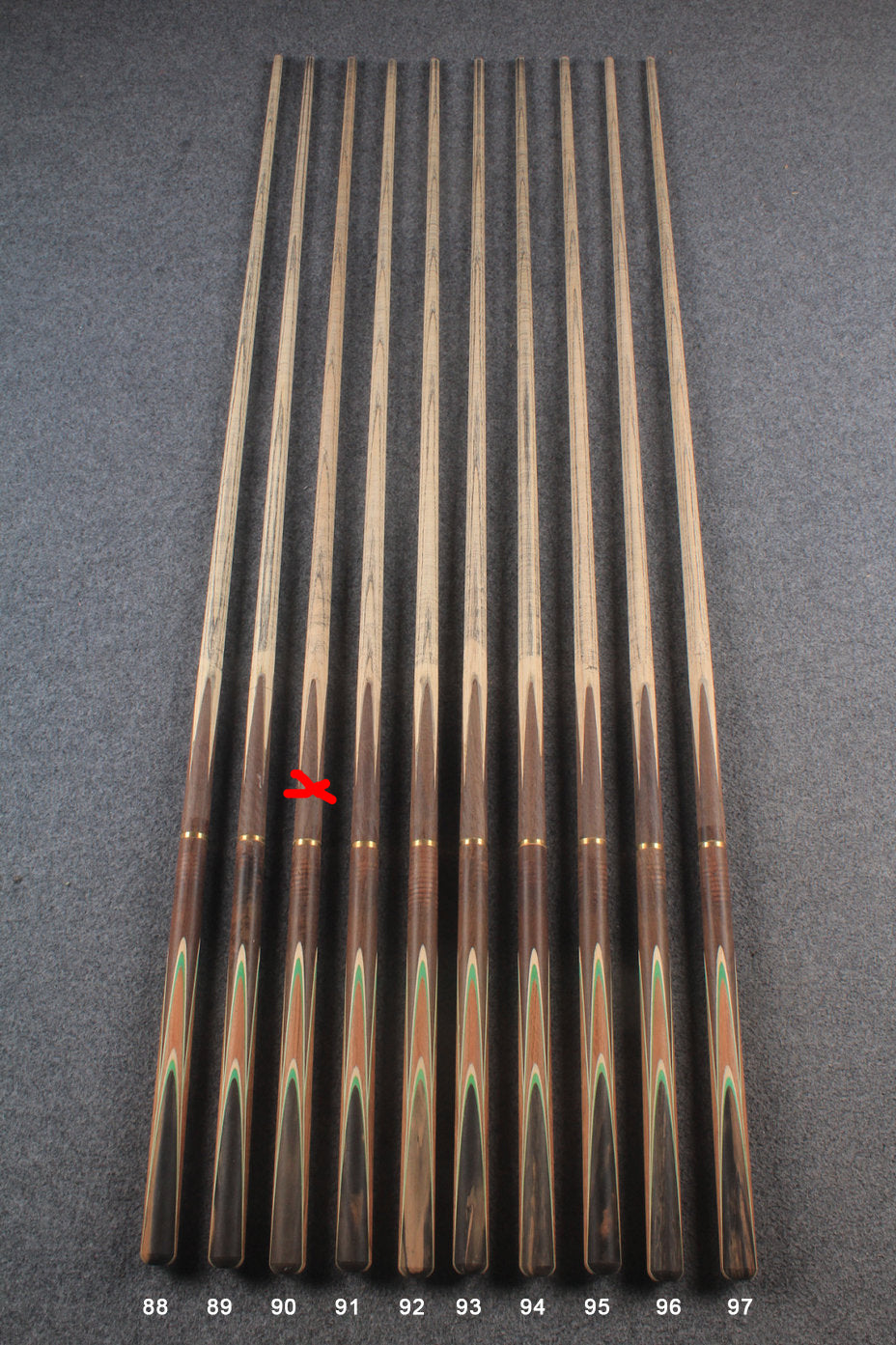 custom-made:  woods 3/4 handmade ASH snooker / pool cue #88-#97 - made to order