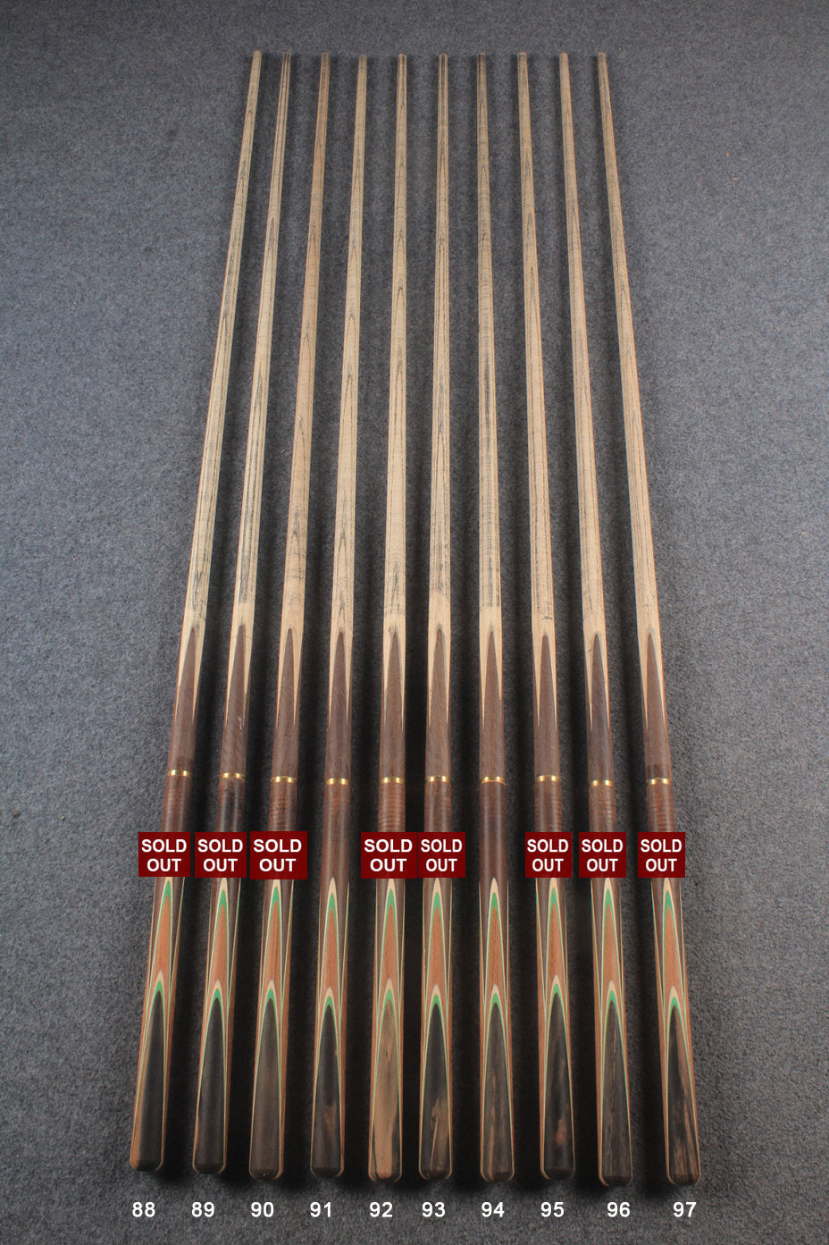 custom-made:  woods 3/4 handmade ASH snooker / pool cue #88-#97 - made to order