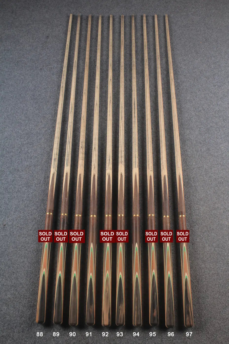 custom-made:  woods 3/4 handmade ASH snooker / pool cue #88-#97 - made to order WOODS CUES