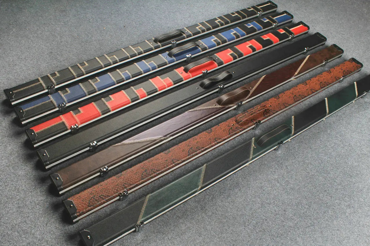 10 of one piece leather 2 slot cases aluminium construction WOODS CUES