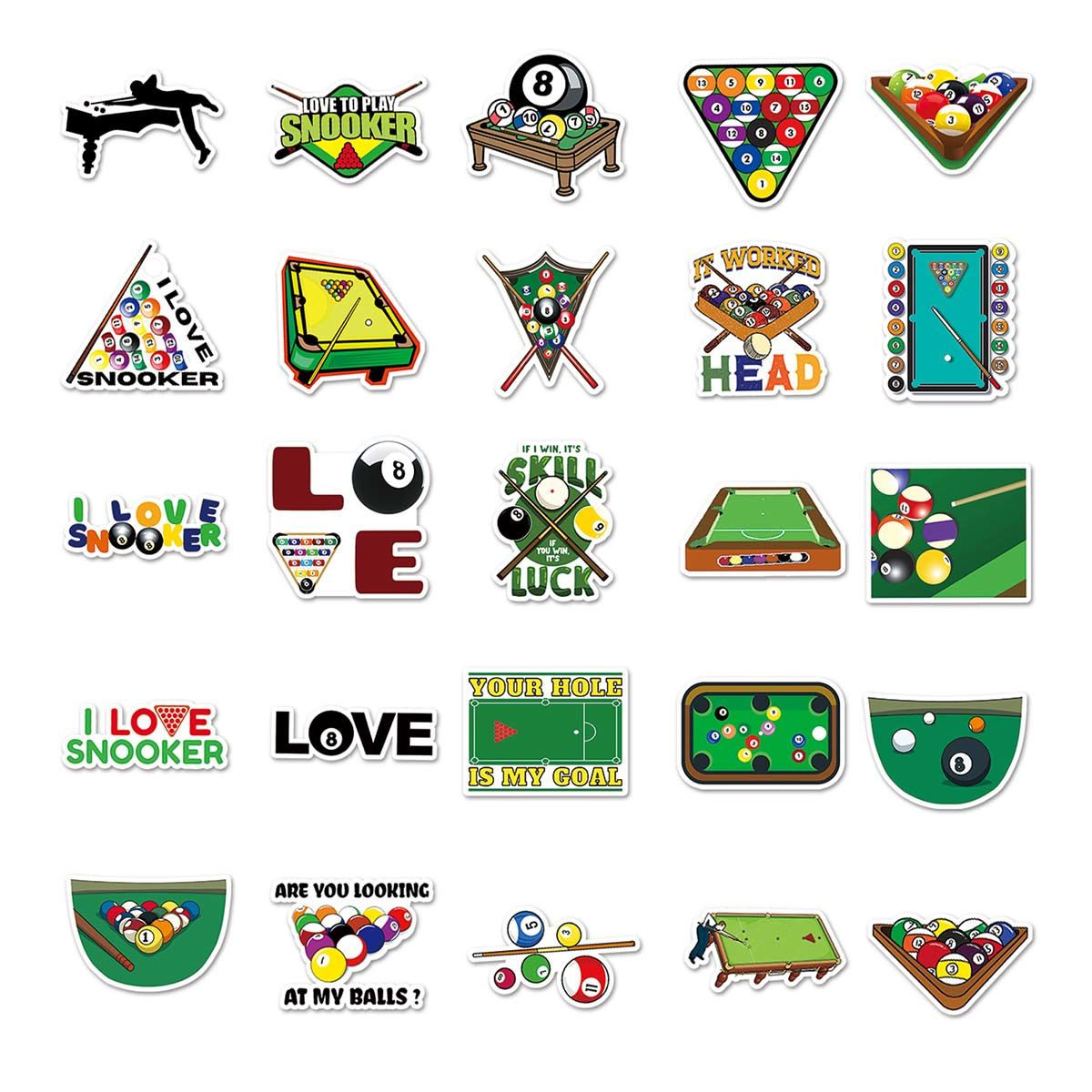 50 Pool/Billiards Creative Personality Stickers - Trendy Graffiti Decals WOODS CUES