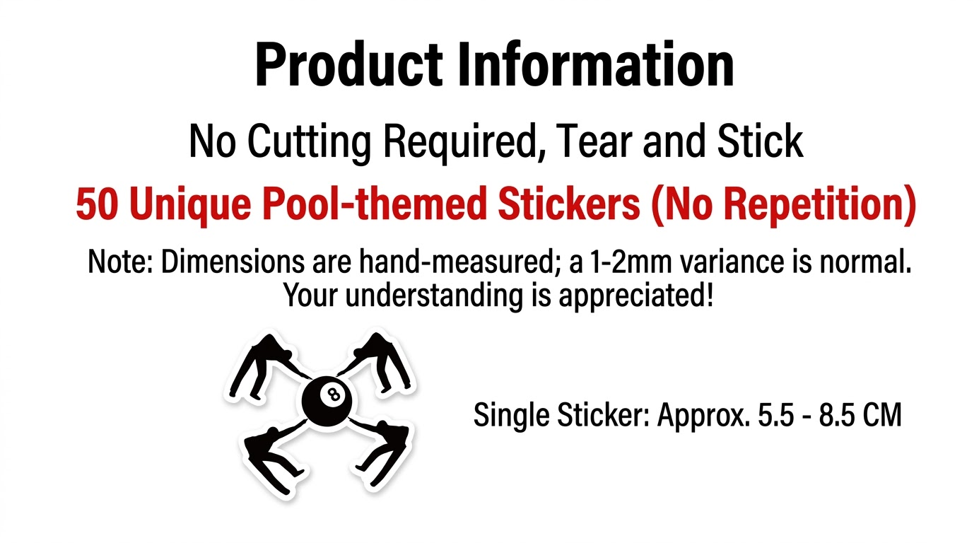 50 Pool/Billiards Creative Personality Stickers - Trendy Graffiti Decals WOODS CUES