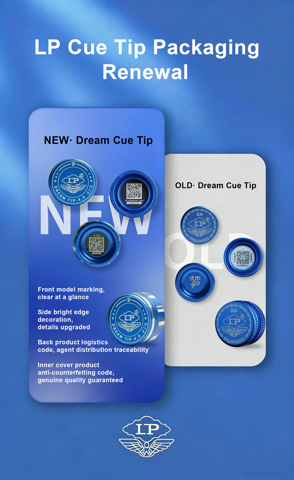 LP dream cue tip 4.0 with cushion ( H, M) 11 mm WOODS CUES
