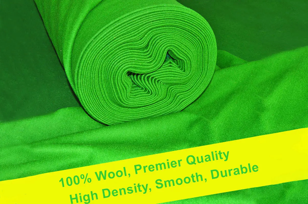 Tournament Quality High Density Smooth Durable Woolen Snooker Table Cloth -195 CM WIDE WOODS CUES
