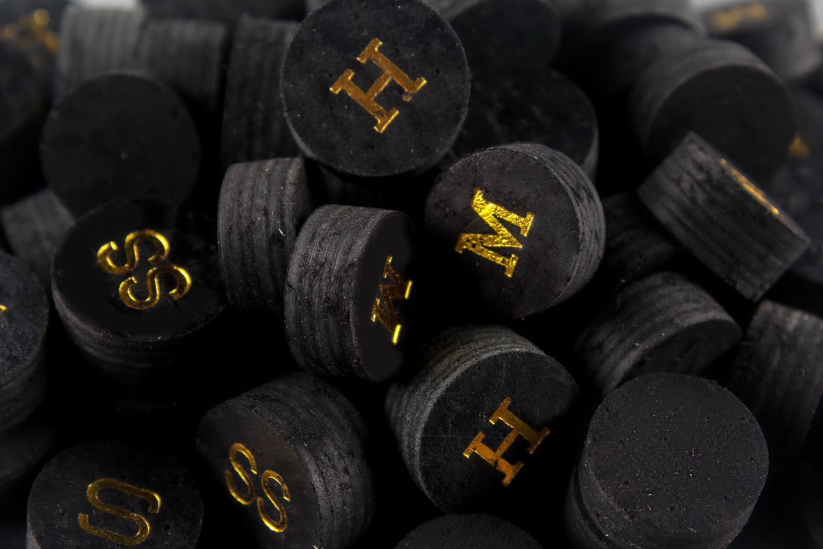 black 14 mm woods cues tips pig skin layered tips