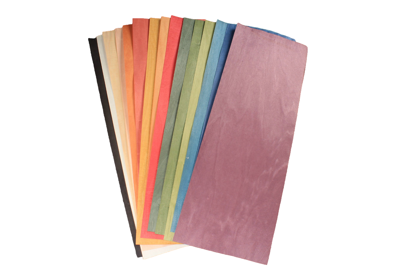 various colored maple veneers for cue making - 0.5 mm thickness -6 sheets of 38 x20 CM WOODS CUES