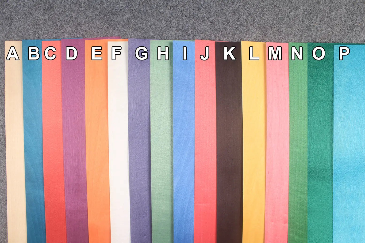 various colored maple veneers for cue making - 0.5 mm thickness  10 x60 CM WOODS CUES