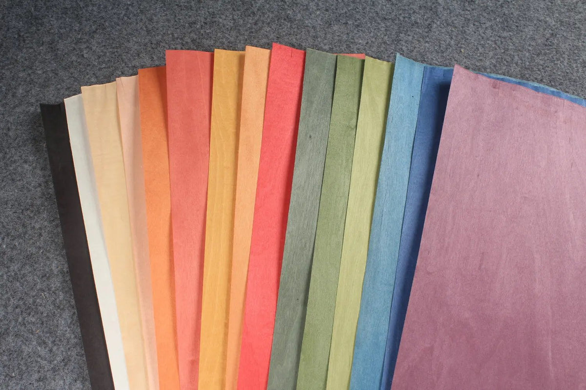 various colored maple veneers for cue making - 0.5 mm thickness -6 sheets of 38 x20 CM WOODS CUES