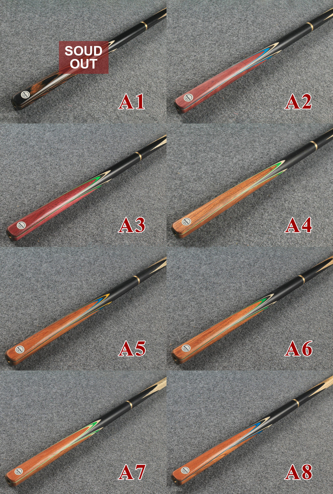 westland 3/4 ash snooker cues