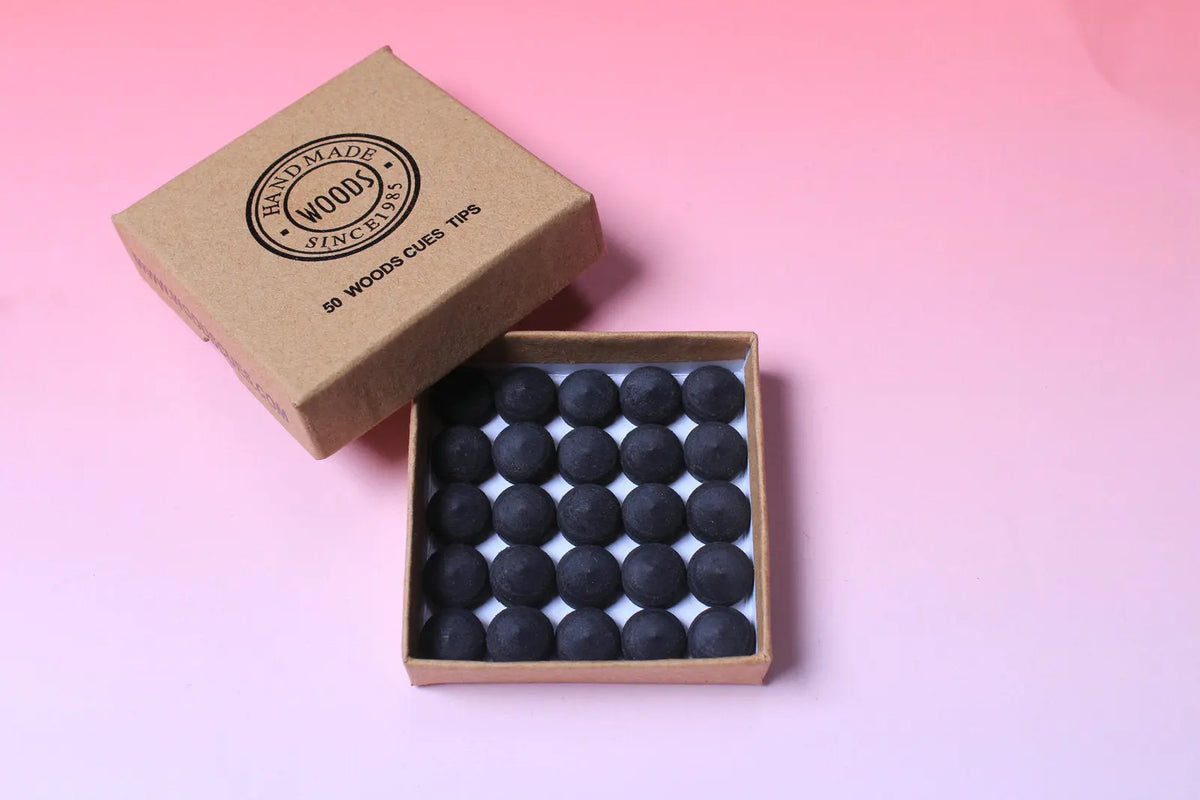 Black 11 mm Woods Cues Tips Pig Skin Layered Tips with mushroom shape