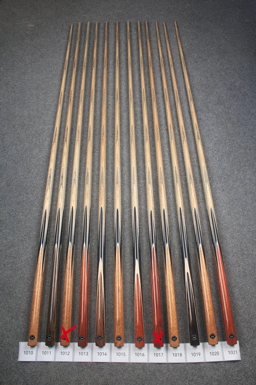 CHEVRONS+ WOODS 1 piece handmade ash english pool cue  #1010- #1021 WOODS CUES