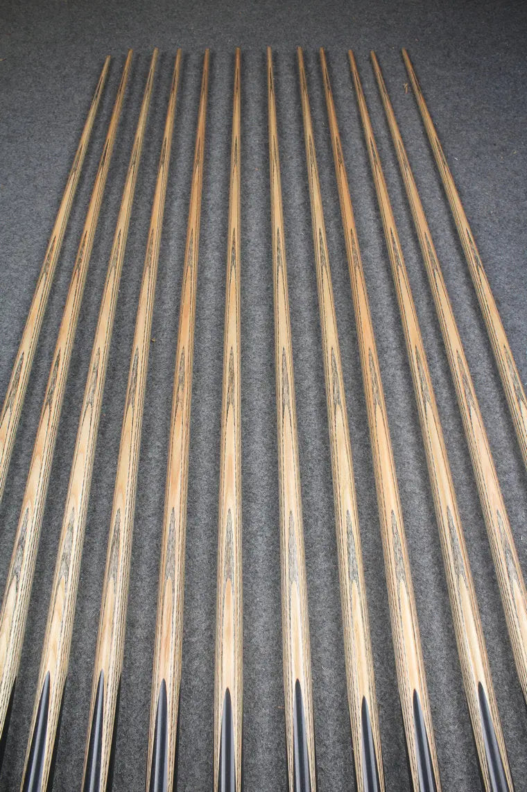 CHEVRONS+ WOODS 1 piece handmade ash english pool cue  #1010- #1021 WOODS CUES