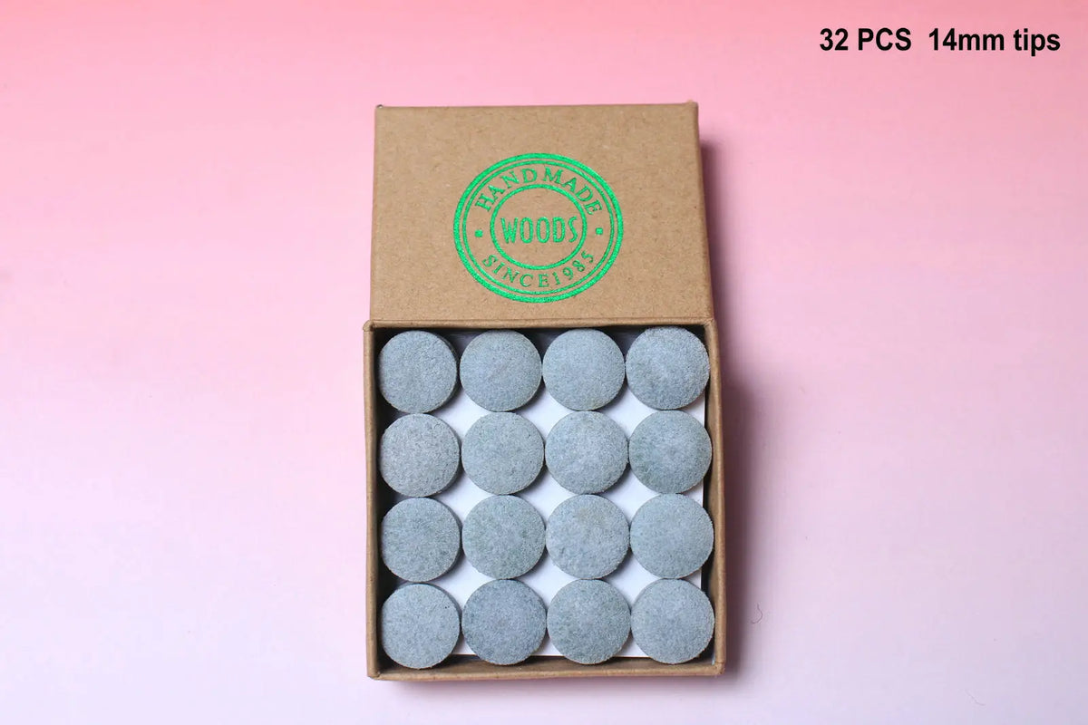standard woods cues tips 9, 10, 11, 12.5, 14 mm
