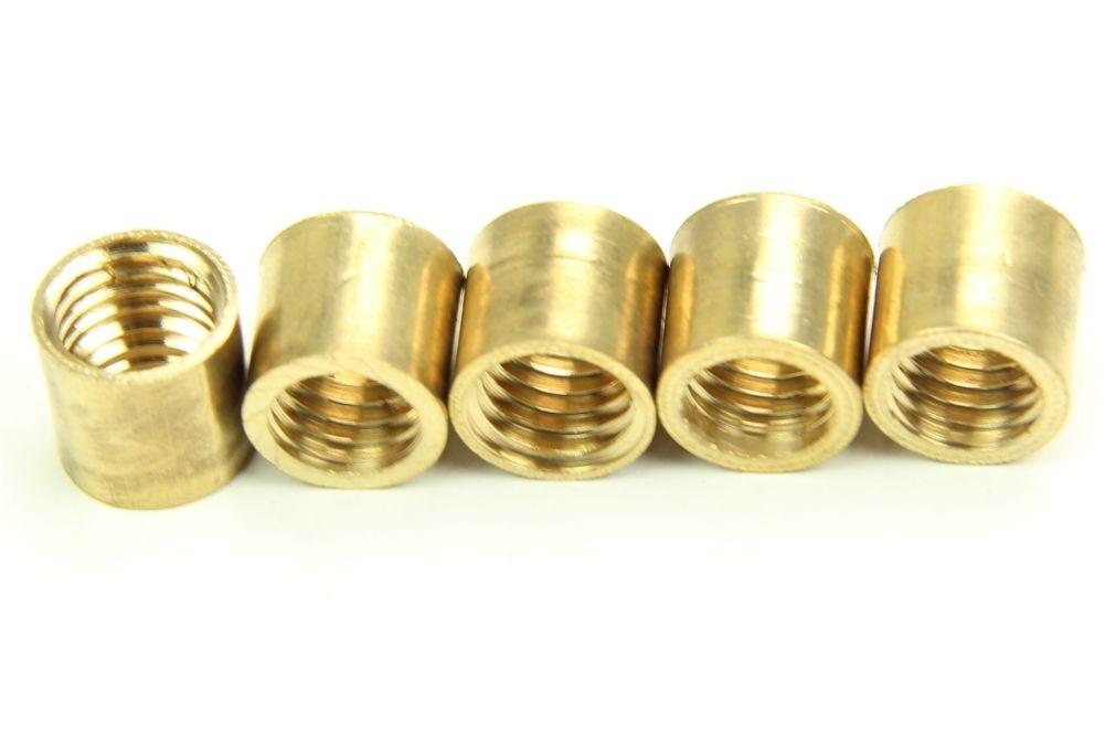 5 x brass snooker or pool cue ferrules - screw thread - various sizes