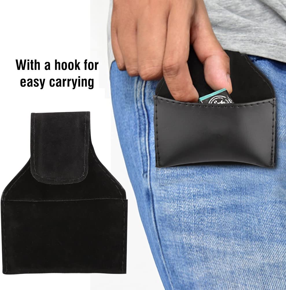 Chalk Holder Pouch, Billiard Cue Holder Bag with Clip Pool Billiards Snooker Cue