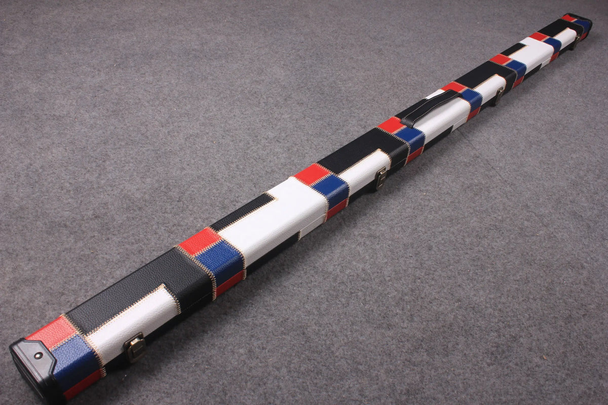 variant 1 piece patchwork snooker cue case with 2 slots