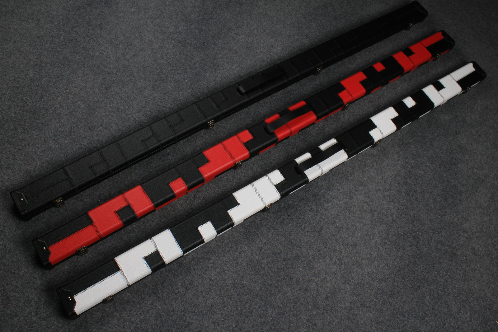 1 piece patchwork snooker cue case with 2 slots