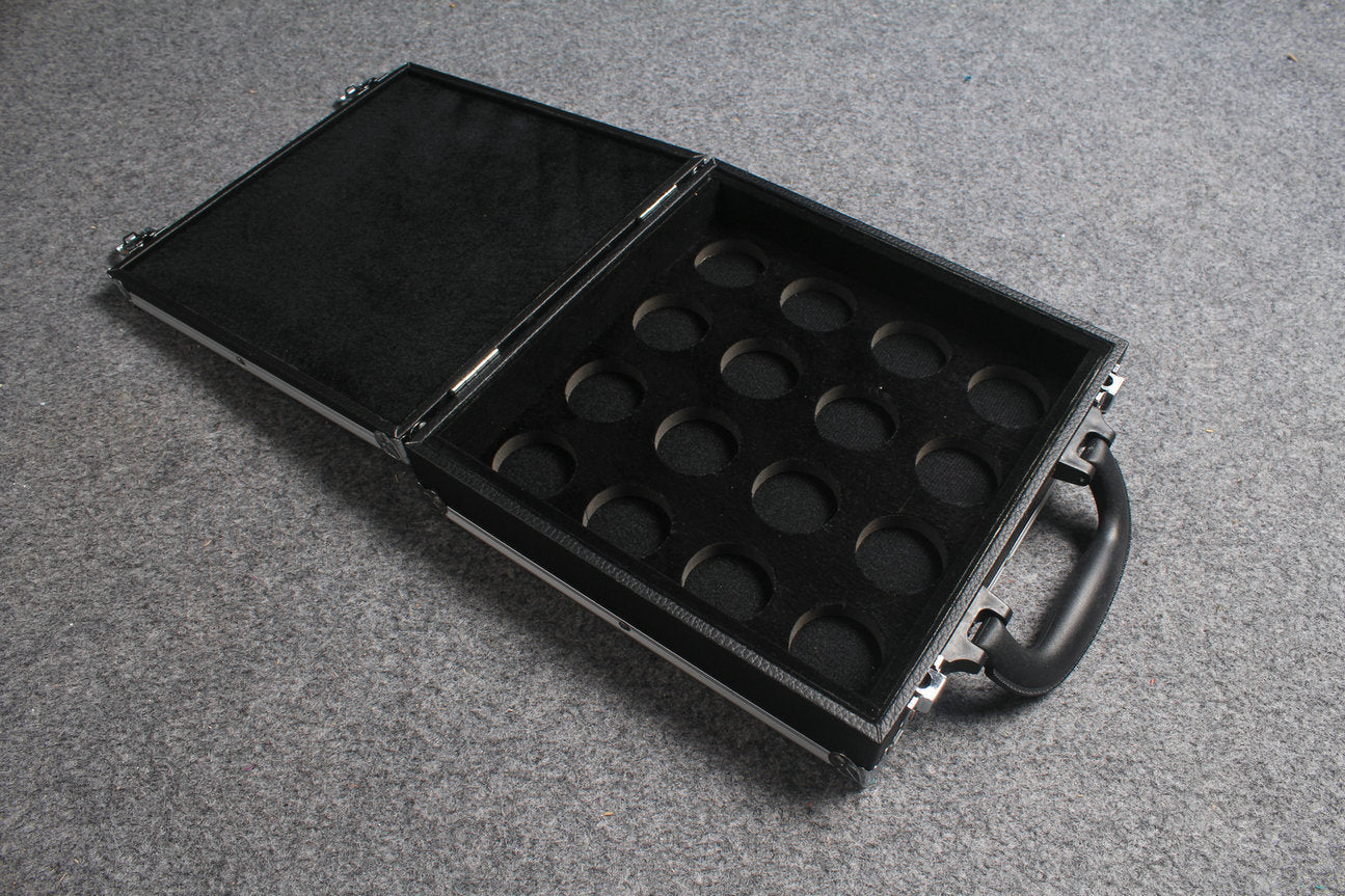 aluminum carrying billiard ball case for 2" english pool balls, holds 16 balls, black