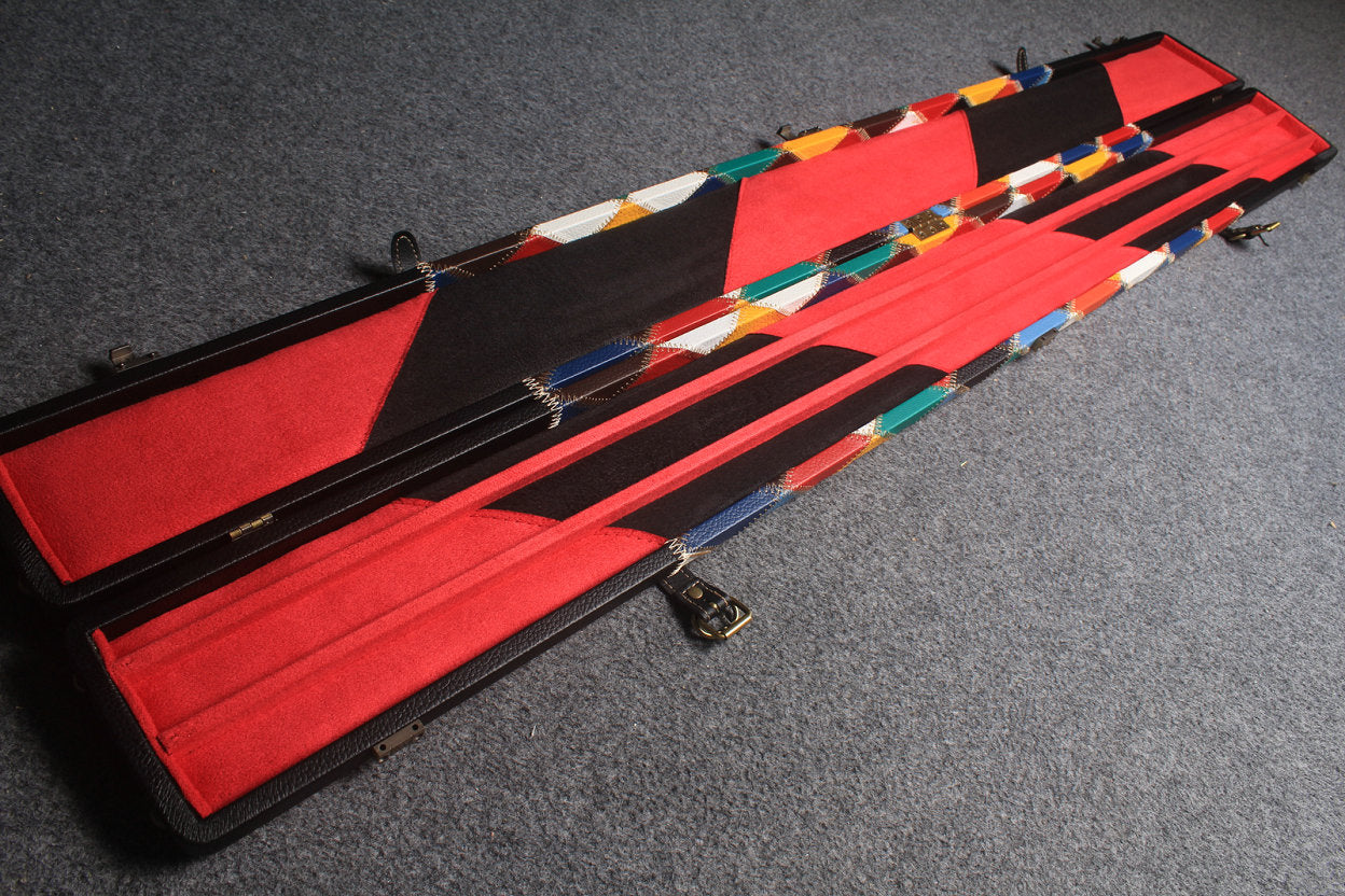 HANDMADE CENTER DIAMOND COLOR 3 COMPARTMENT QUALITY WIDE 3/4 CUE CASE