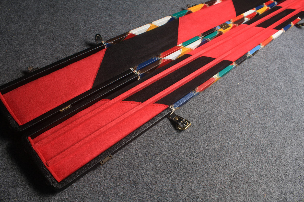 HANDMADE CENTER DIAMOND COLOR 3 COMPARTMENT QUALITY WIDE 3/4 CUE CASE