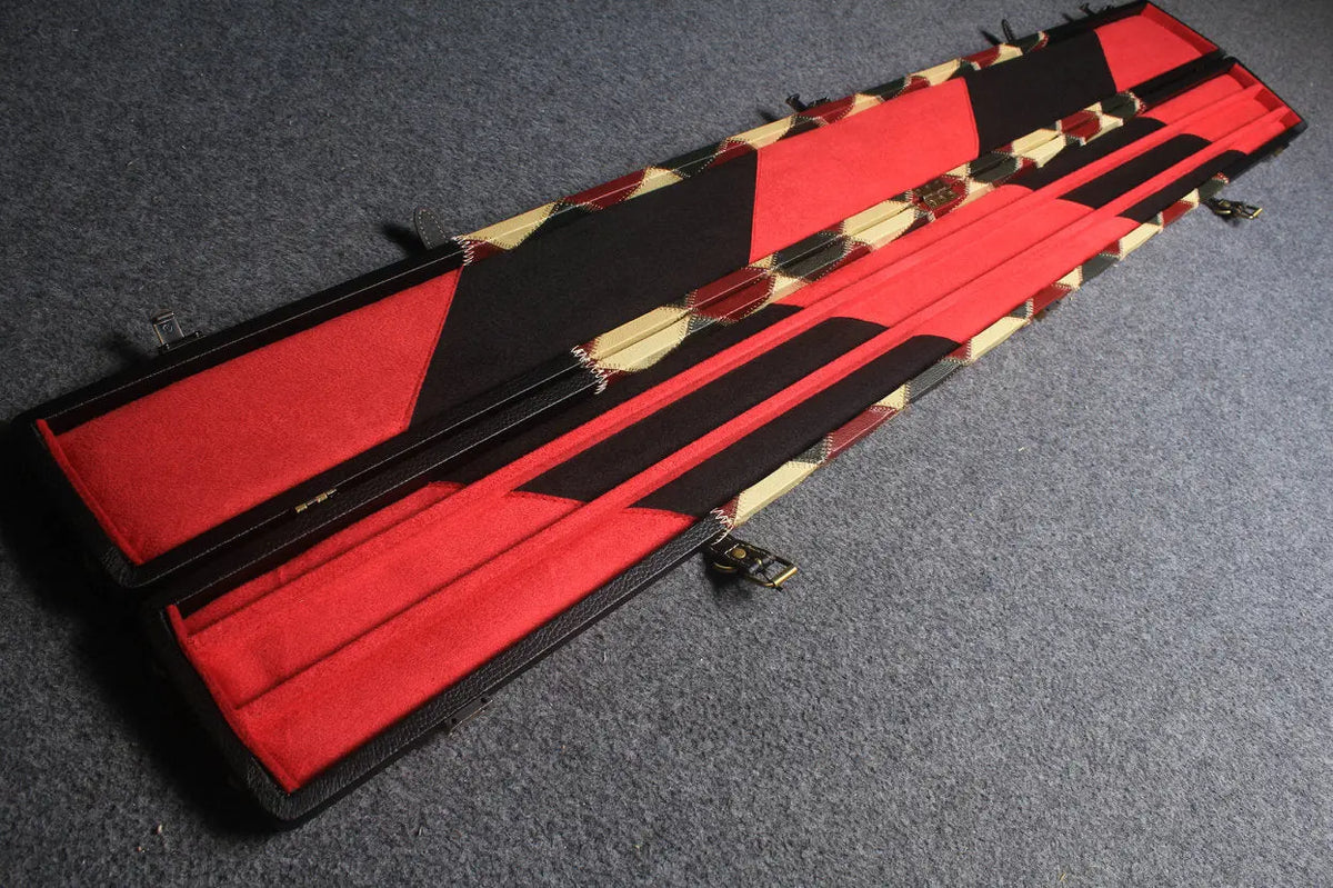 handmade center diamond color 3 compartments quality wide 3/4 cue case
