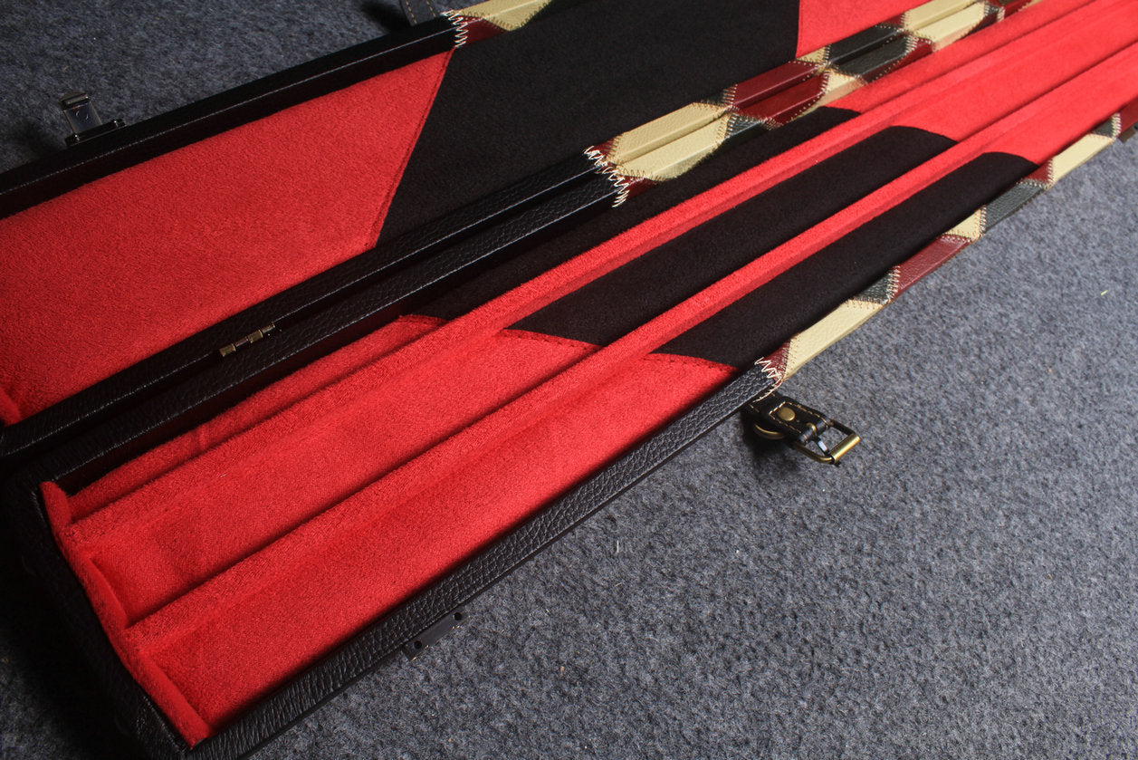 handmade center diamond color 3 compartments quality wide 3/4 cue case