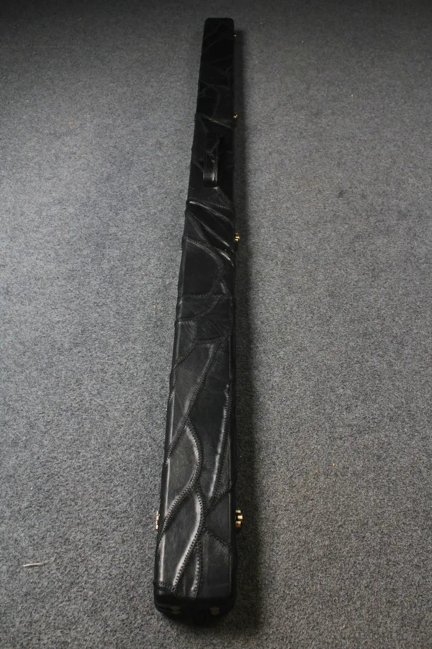 1 piece genuine leather irregular patchwork snooker cue case with 2 slots