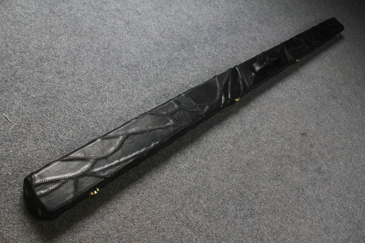 1 piece genuine leather irregular patchwork snooker cue case with 2 slots