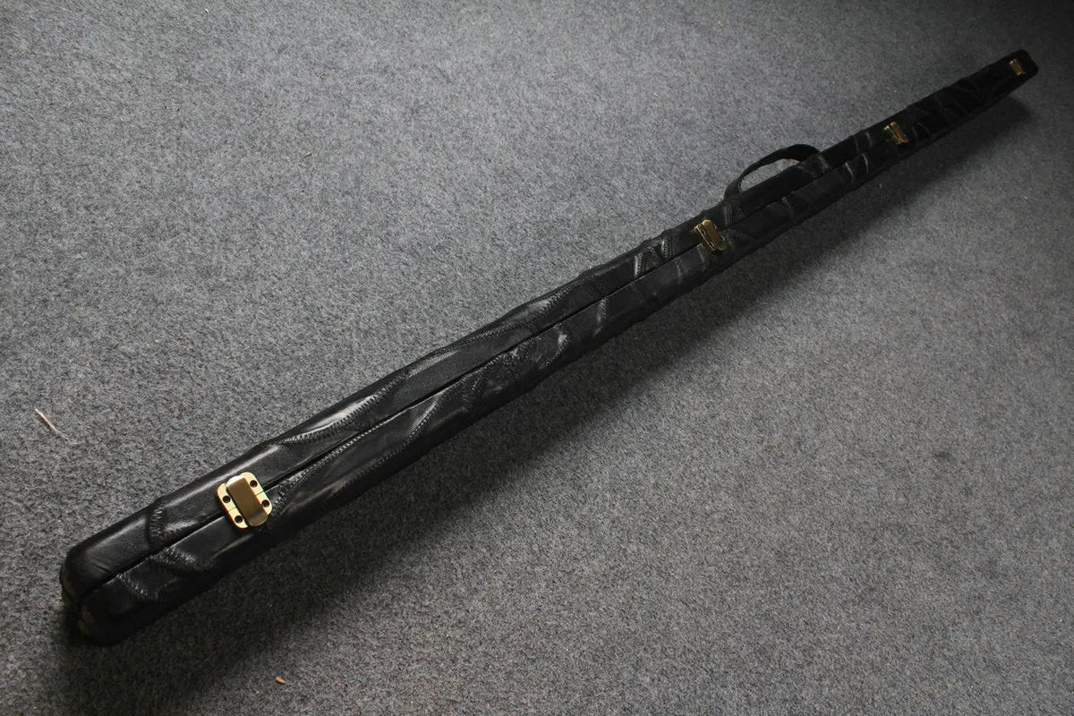 1 piece genuine leather irregular patchwork snooker cue case with 2 slots
