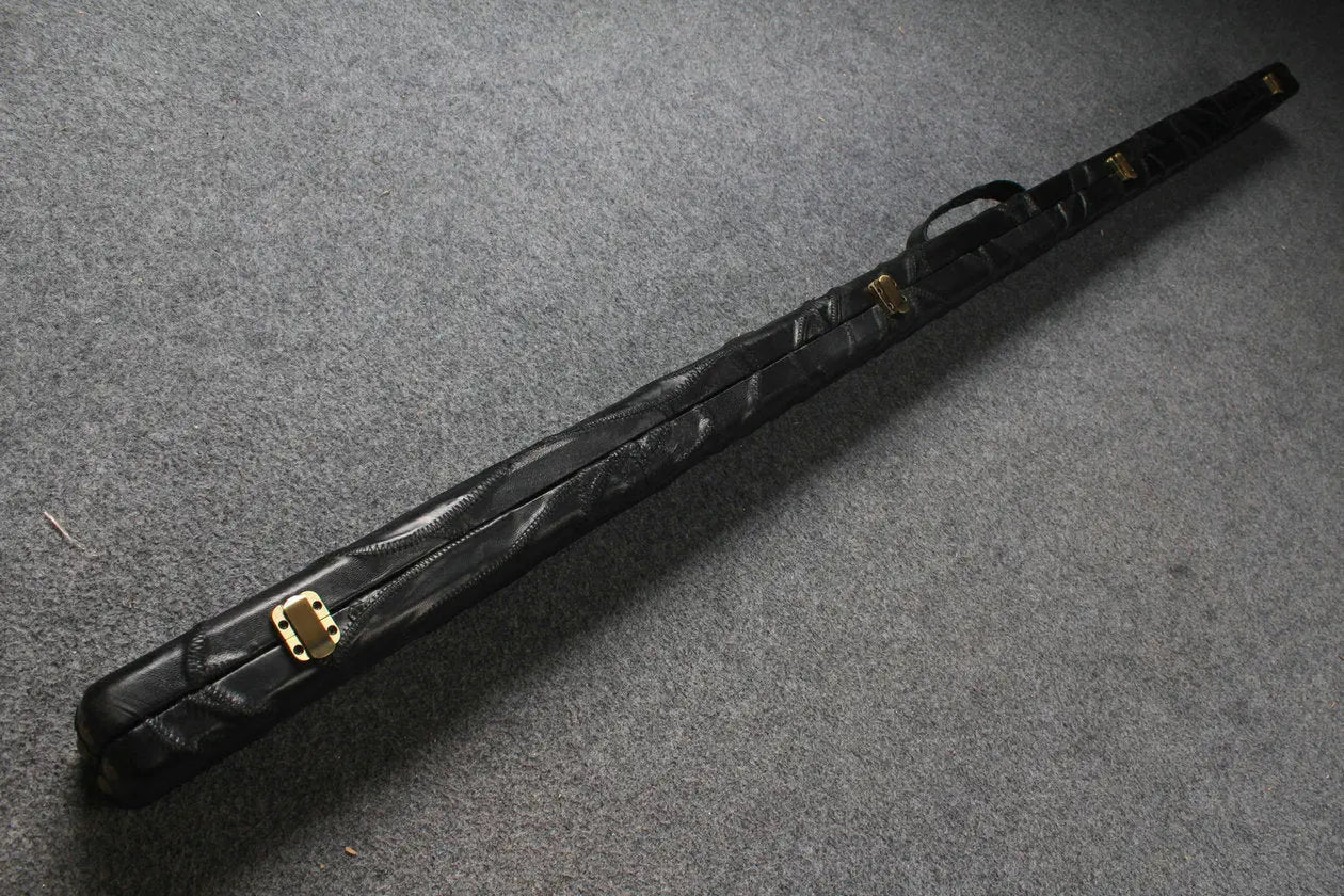 1 piece genuine leather irregular patchwork snooker cue case with 2 slots