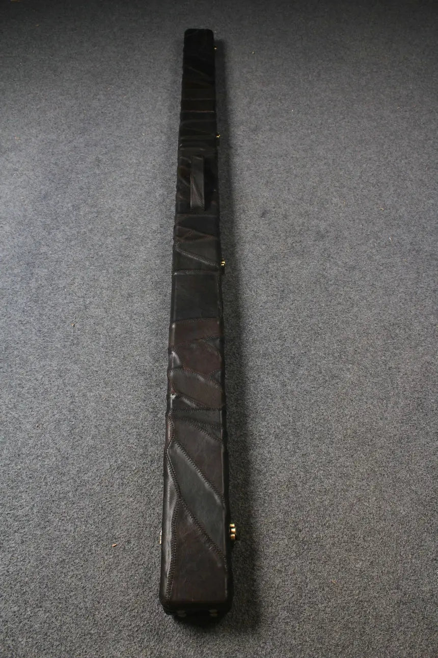 1 piece genuine leather irregular patchwork snooker cue case with 2 slots