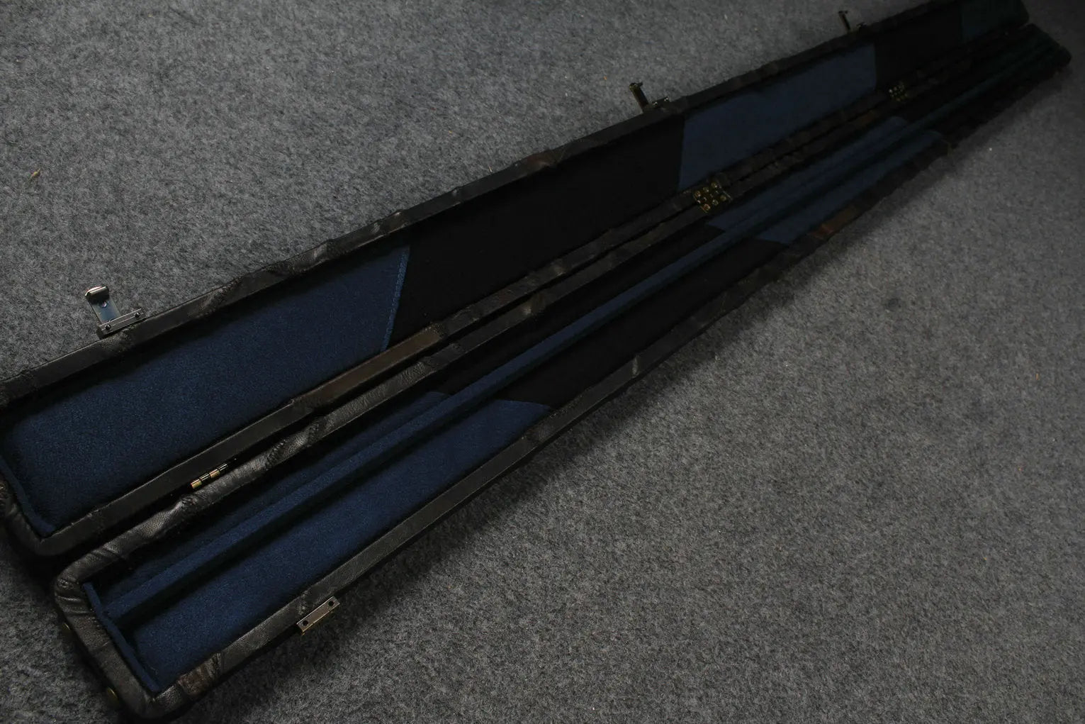1 piece genuine leather irregular patchwork snooker cue case with 2 slots