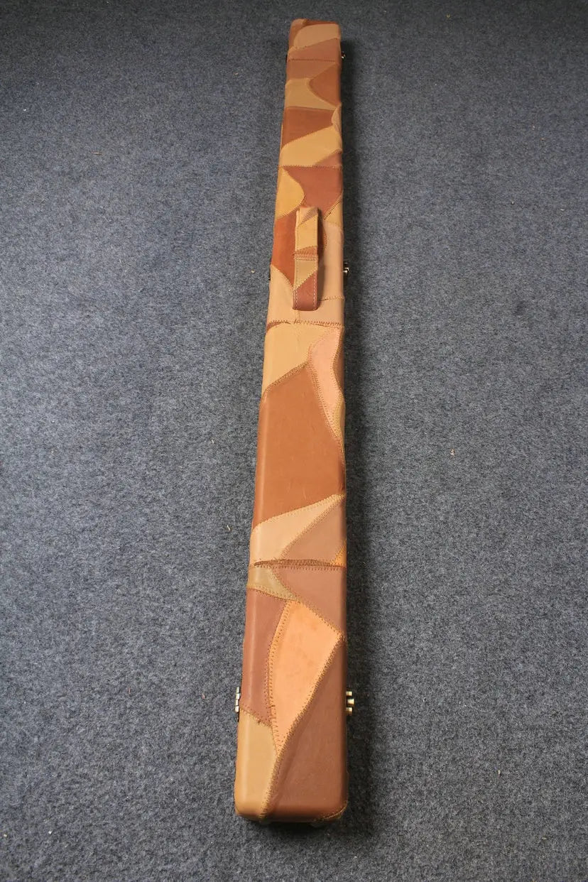 3/4 genuine leather irregular patchwork snooker cue case with 2 slots