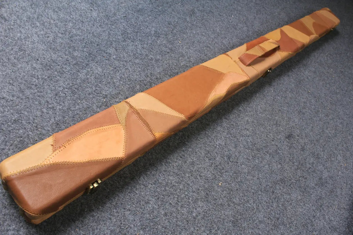 3/4 genuine leather irregular patchwork snooker cue case with 2 slots