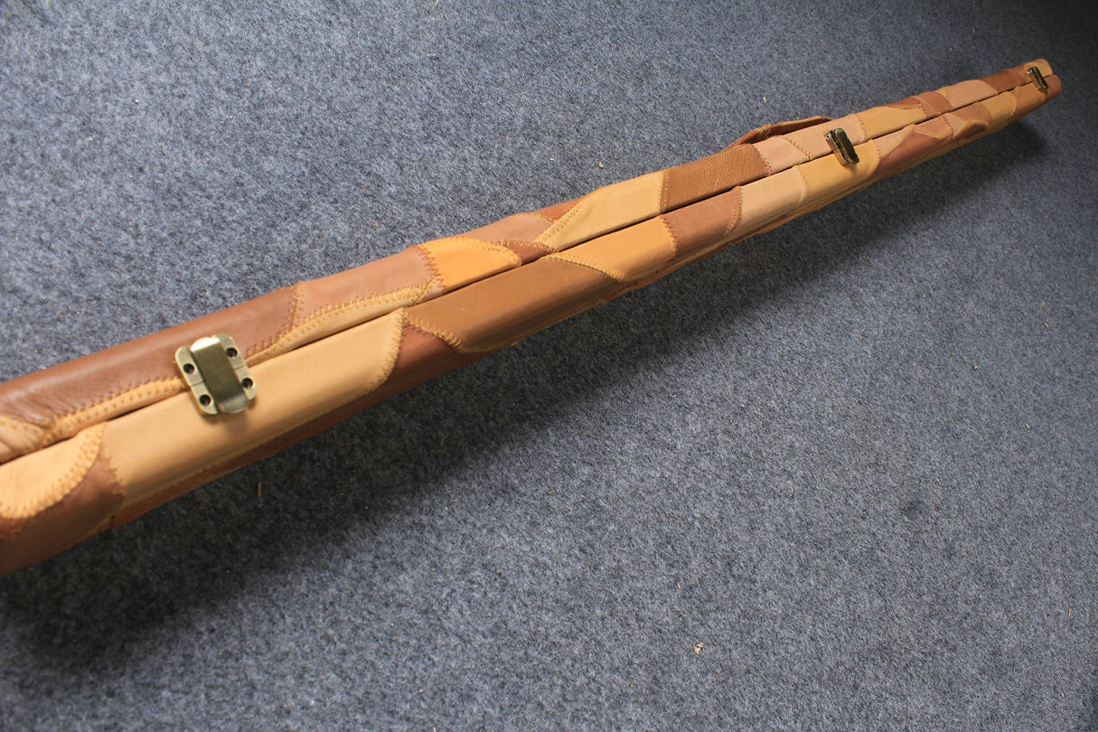 3/4 genuine leather irregular patchwork snooker cue case with 2 slots