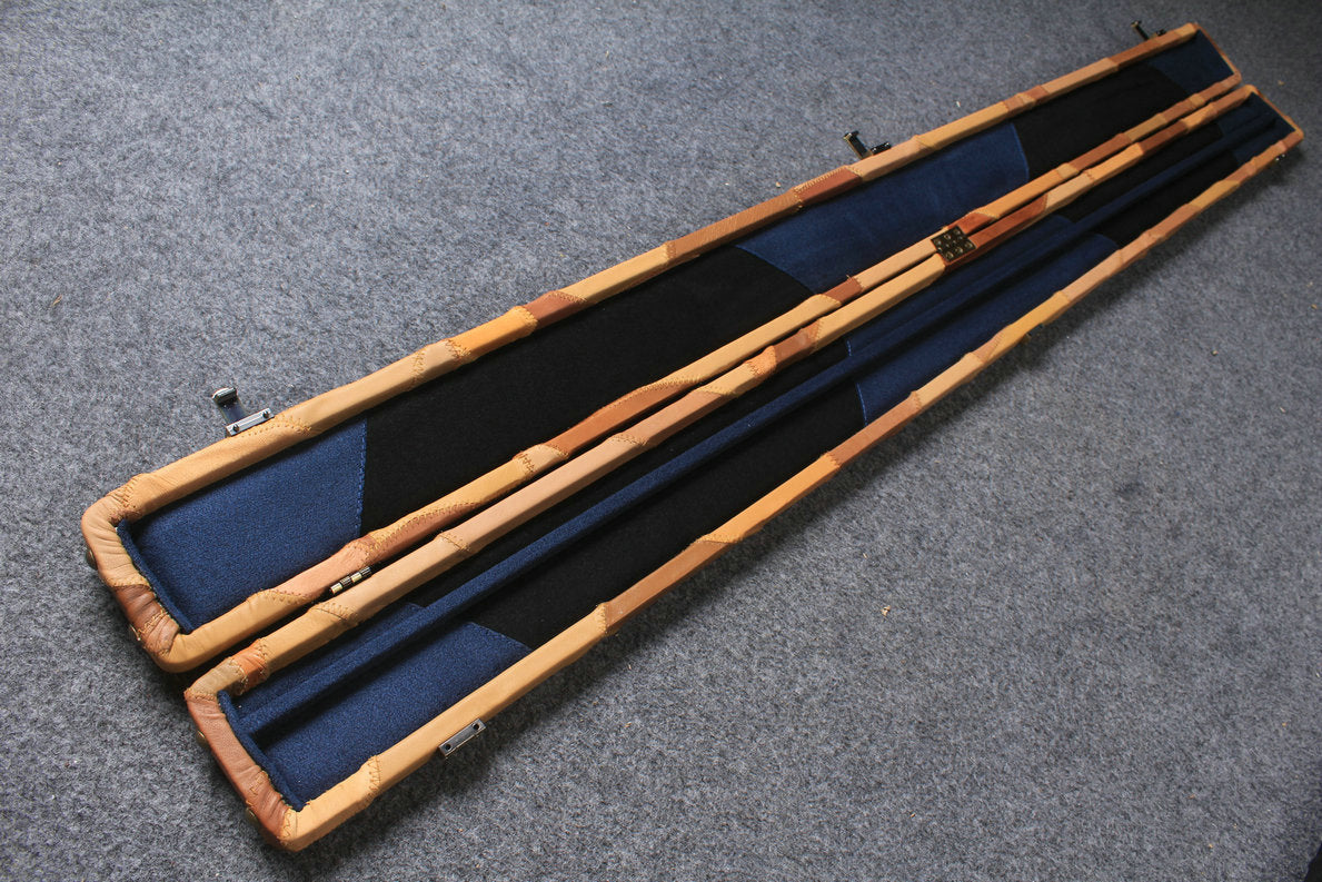 3/4 genuine leather irregular patchwork snooker cue case with 2 slots