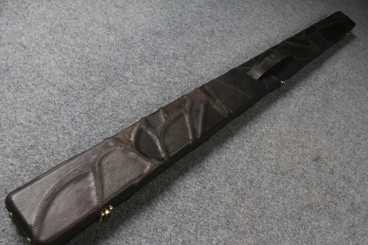 3/4 genuine leather irregular patchwork snooker cue case with 2 slots