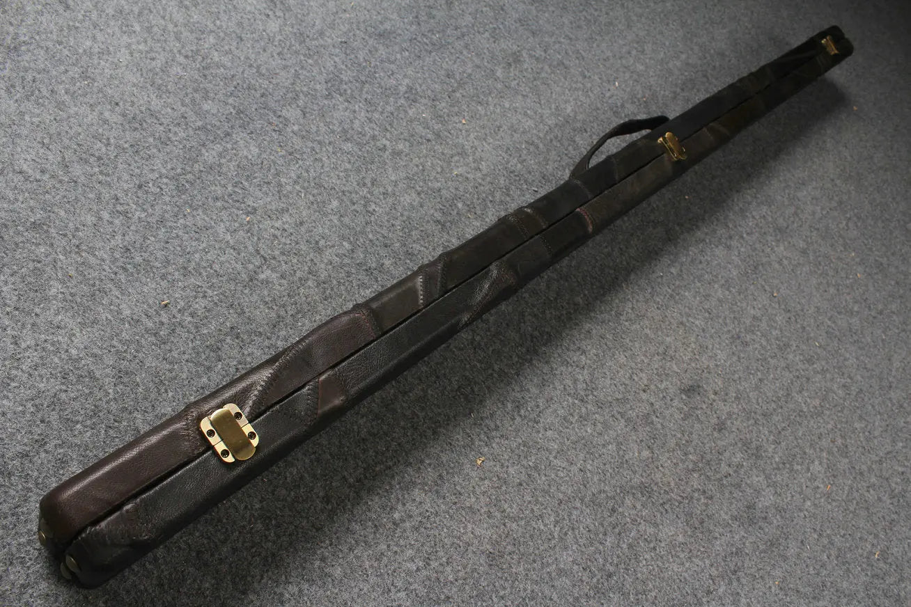 3/4 genuine leather irregular patchwork snooker cue case with 2 slots