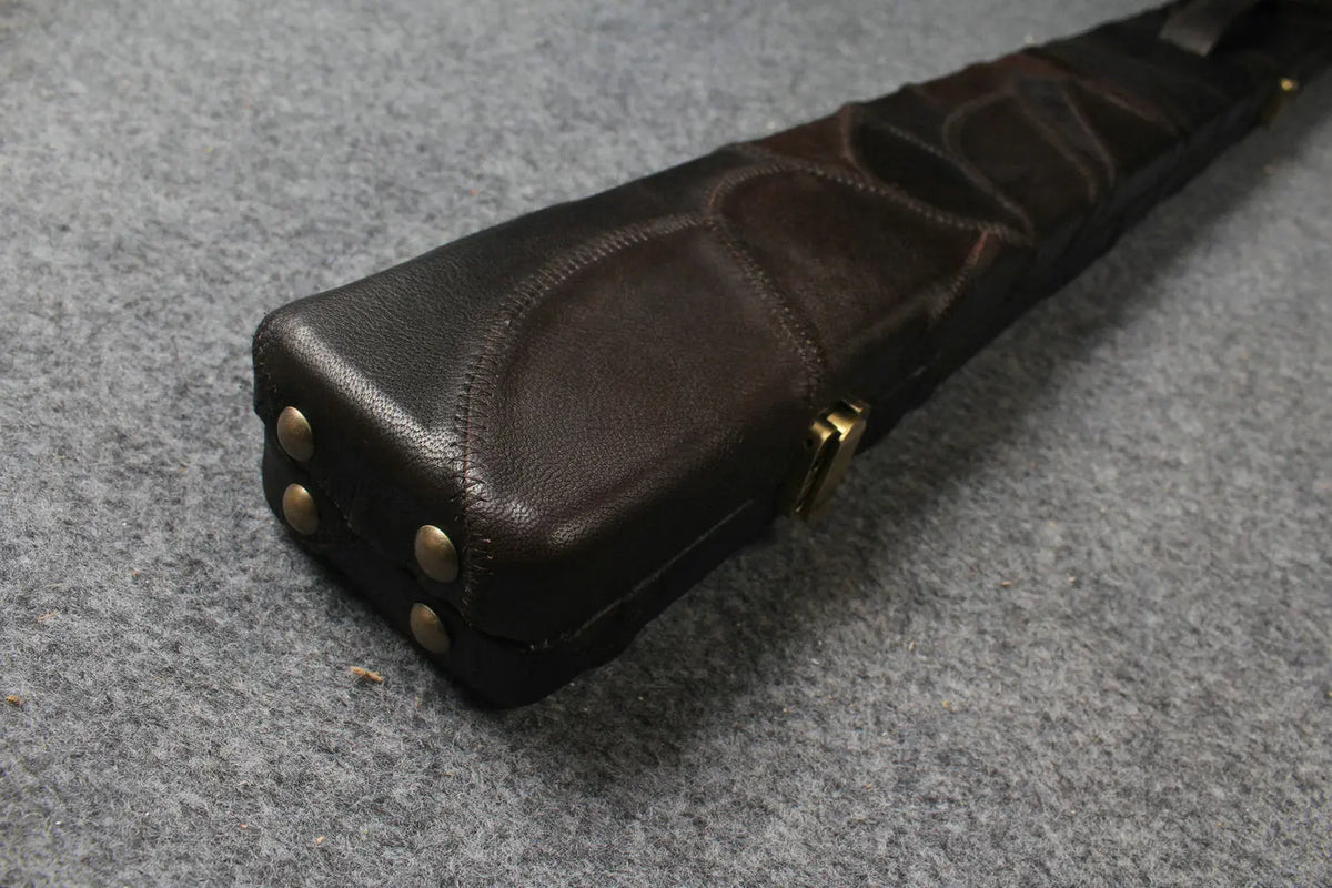 3/4 genuine leather irregular patchwork snooker cue case with 2 slots