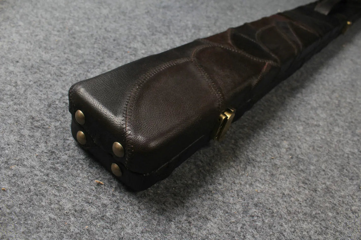 3/4 genuine leather irregular patchwork snooker cue case with 2 slots
