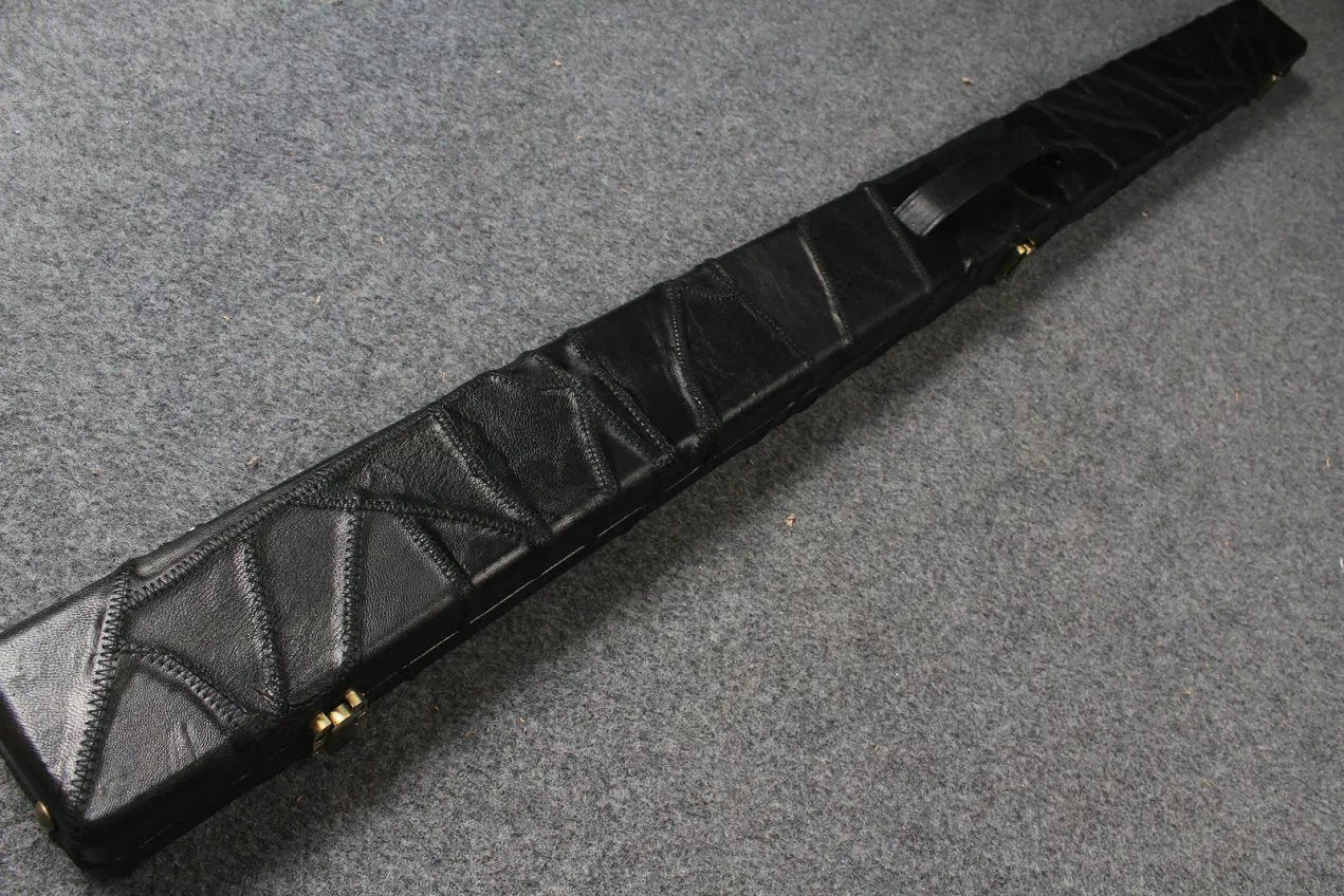 3/4 genuine leather irregular patchwork snooker cue case with 2 slots