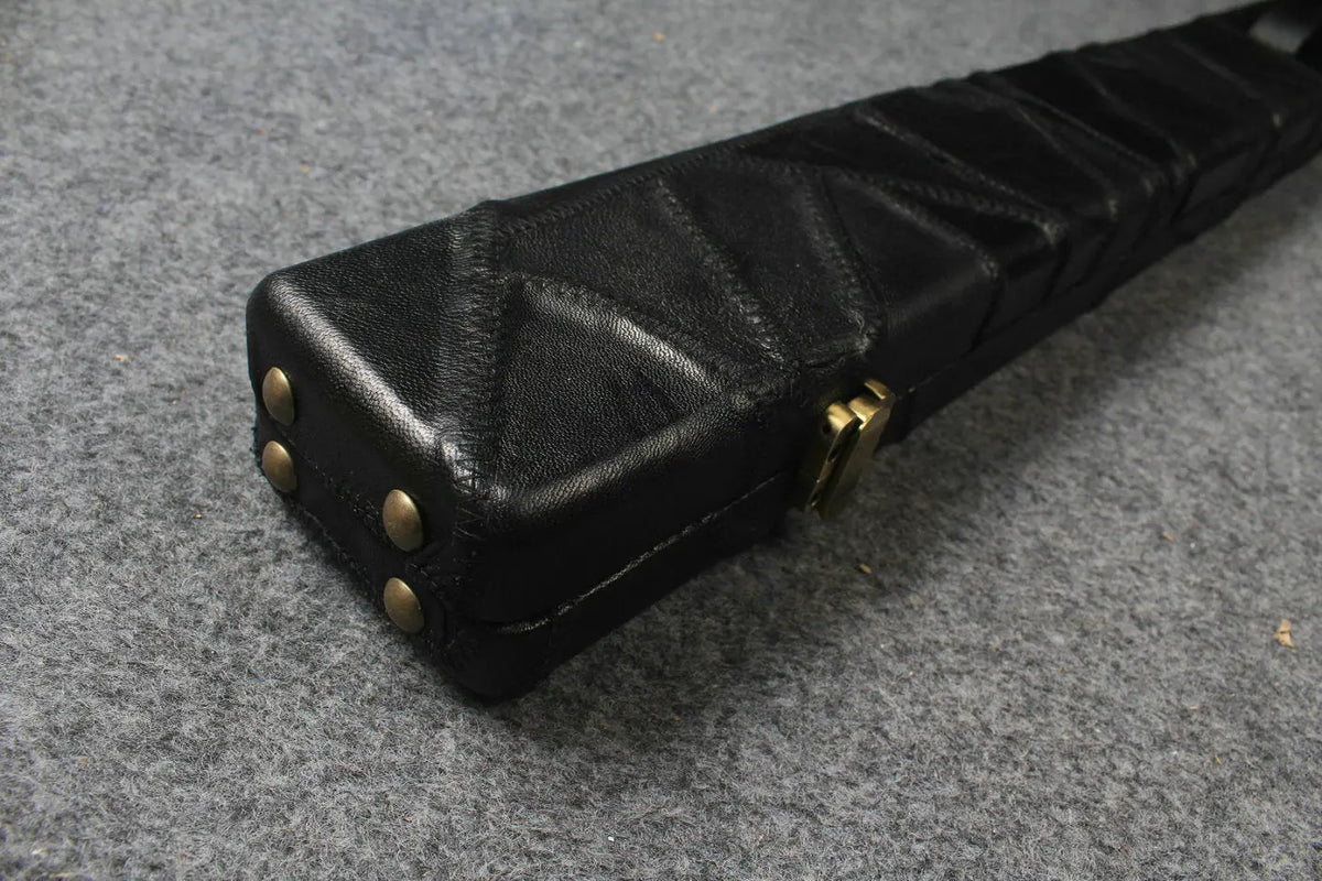 3/4 genuine leather irregular patchwork snooker cue case with 2 slots