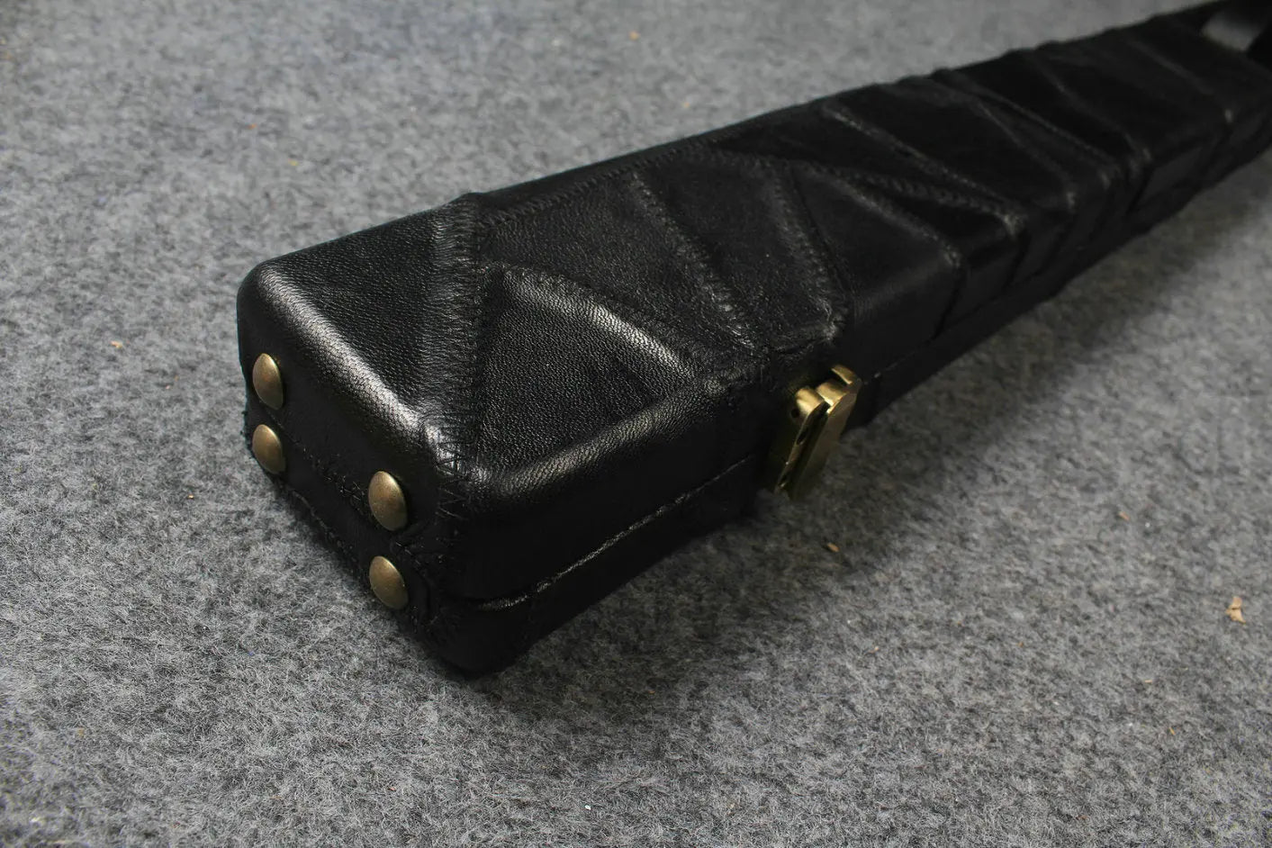 3/4 genuine leather irregular patchwork snooker cue case with 2 slots
